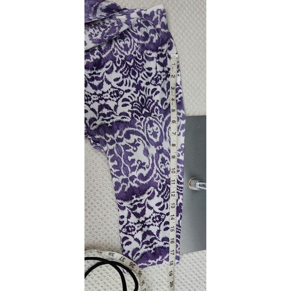 Chicos Top Abstract Ikat Purple Tunic Blouse Shirt Chico Sz 2 Large Tie Front - Picture 7 of 10